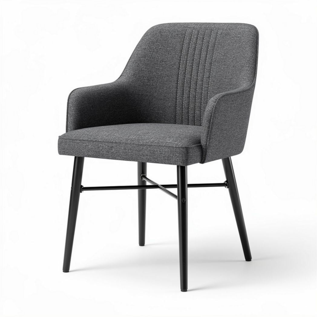 Fabric upholstered dining chair with metal legs in gray 55 x 60 x 85cm