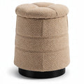 Fabric upholstered storage ottoman in beige 40 x 40 x 45cm