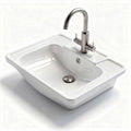 Ceramic bathroom sink with integrated faucet and drain 60 x 40 x 15cm