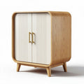 Wooden storage cabinet with two doors in natural and white finish 80 x 40 x 90cm