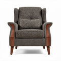 Modern accent chair with wooden arms fabric upholstery in grey 80 x 80 x 90cm
