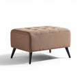 Tufted fabric storage ottoman with black legs 40 x 60 x 40cm in beige