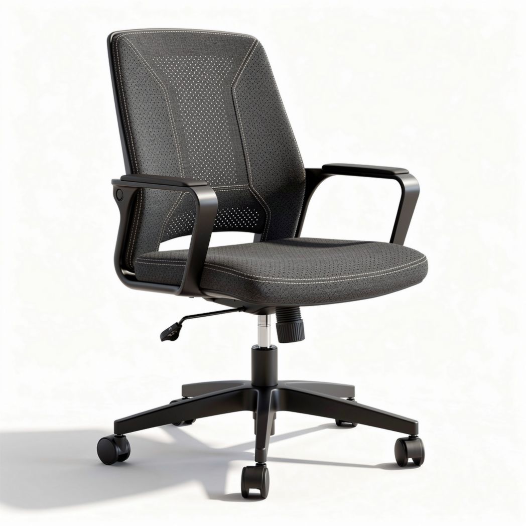 Mesh office chair with adjustable height and rolling base in black 50 x 60 x 90cm