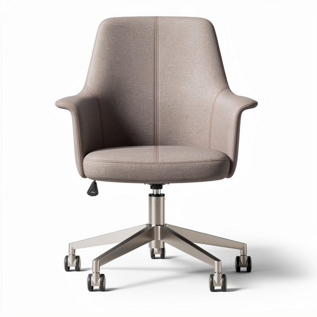 Adjustable office chair with fabric upholstery and five-star base in grey color