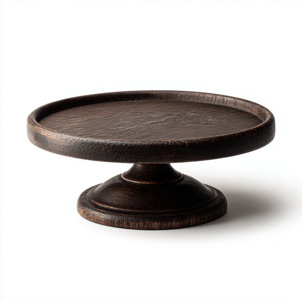 Wooden serving platter with brass base 30 x 30 x 12cm for decorative use