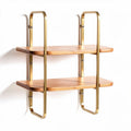 Wall-mounted wooden shelf with metal brackets 60 x 25 x 60cm for storage and decoration