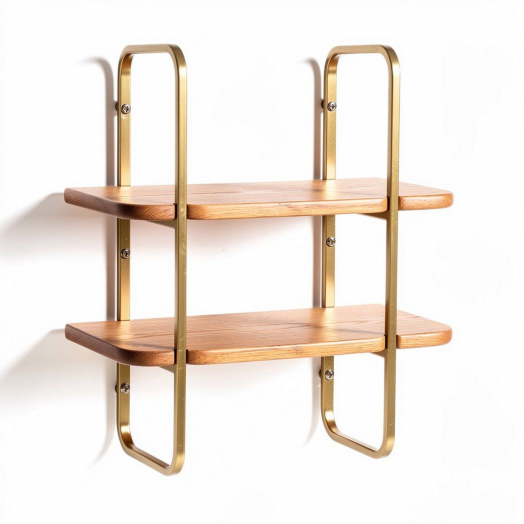 Wall-mounted wooden shelf with metal brackets 60 x 25 x 60cm for storage and decoration